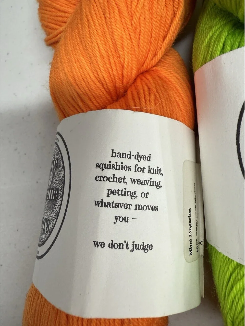 Haute Bohemian Fibers ‘Mimi Fingering’ Color Neon Carrot & Bahia 2 Skein Lot